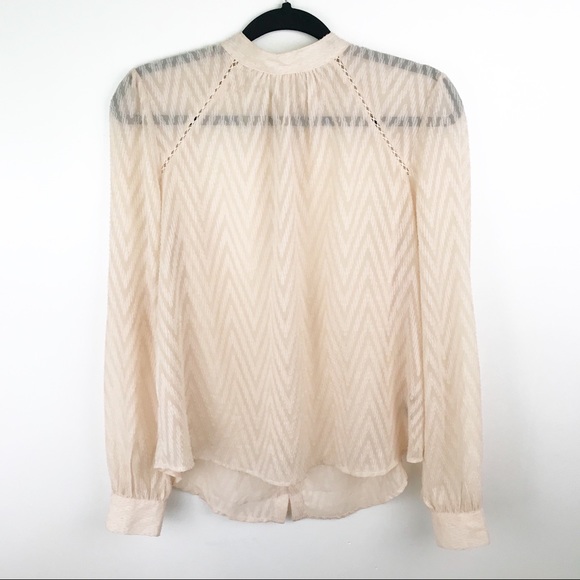 Free People Tops - Free People | Peach Semi Sheer Mock Neck Blouse M